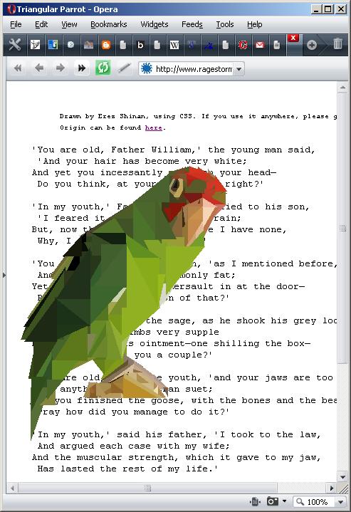 A parrot made of right-triangles in pure CSS